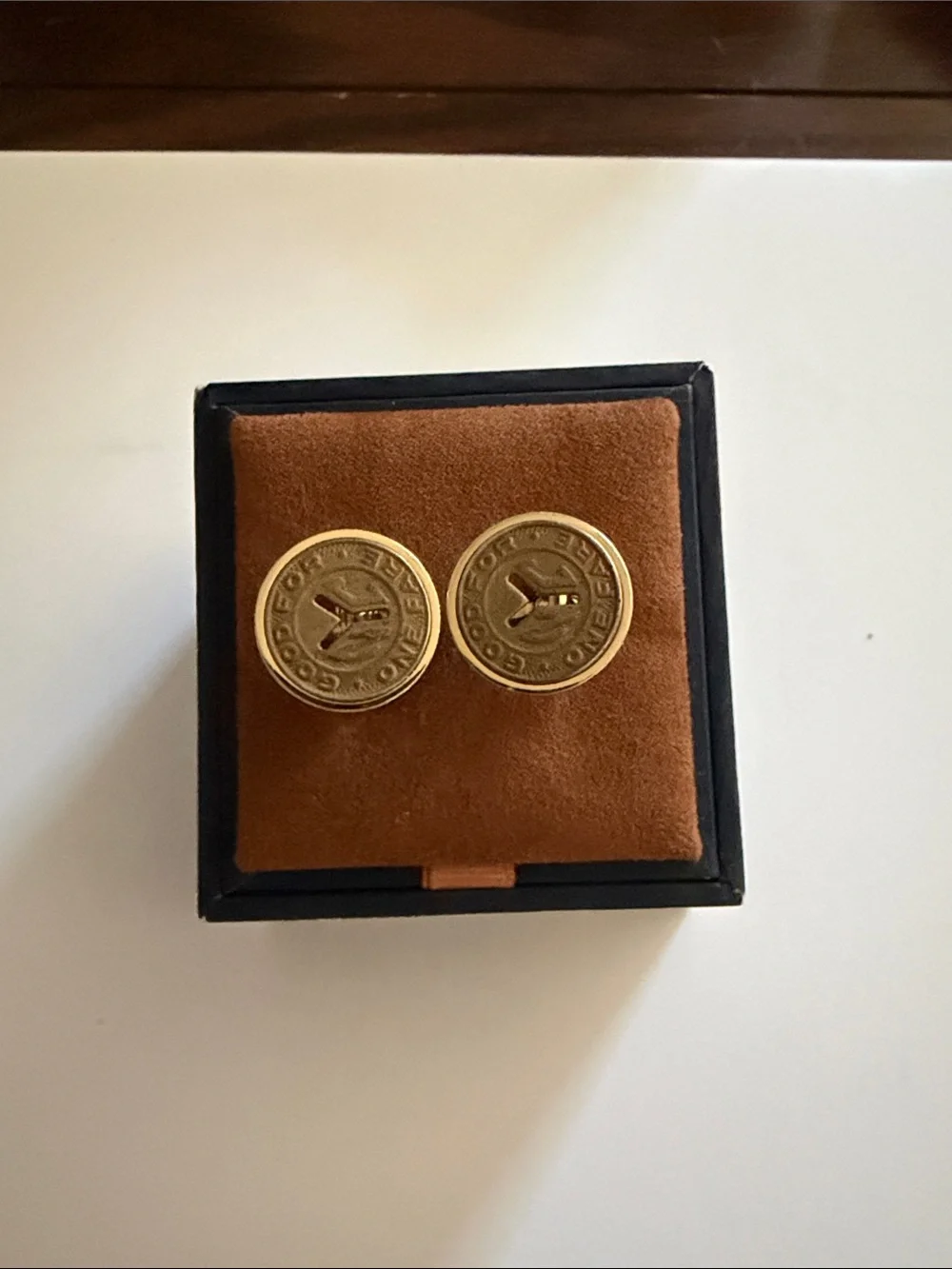 Gold-Tone Round Coin Cufflinks - Men Accessories